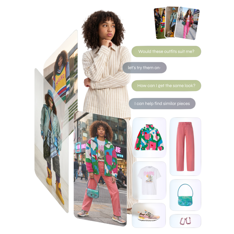 Styloom inspiration, try-on and matching item experience